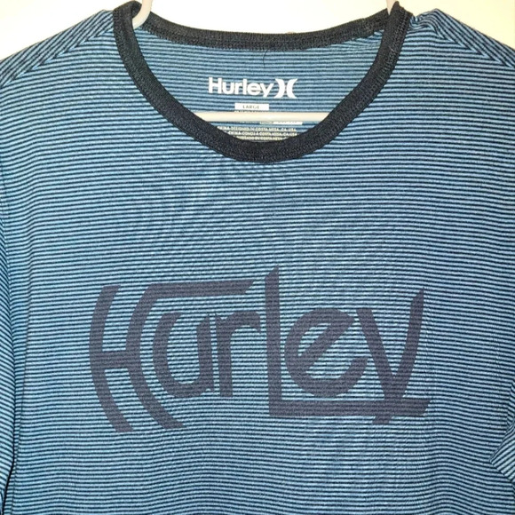 **4/$20 TEES**Hurley Men's size Large Blue and Black stripe tee shirt LOT E22 - Picture 1 of 4